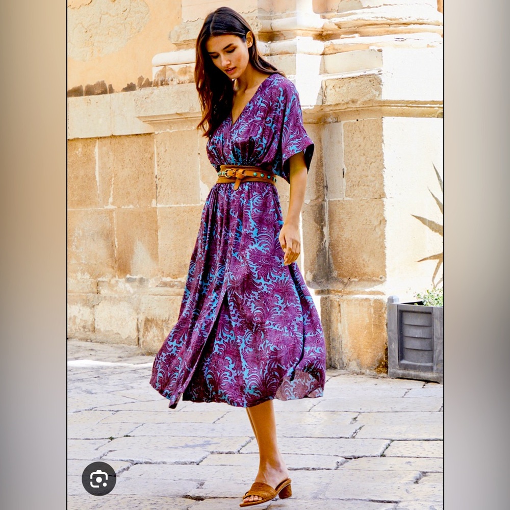 NWT Peruvian Collection Sputh Sea Dress purple and Blue